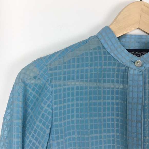 Jones New York Signature Petite PP Blue Blouse - Picture 3 of 9